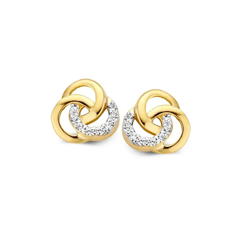 Geelgouden Oorstekers met Zirkonia's – 14 Karaat, Elegant Design