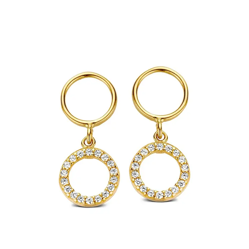 Geelgouden Oorstekers met Zirkonia's – 14 Karaat, Elegant en Tijdloos