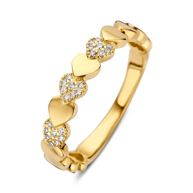 Geelgouden Ring met Diamanten – Subtiele Elegantie0.09 crt.