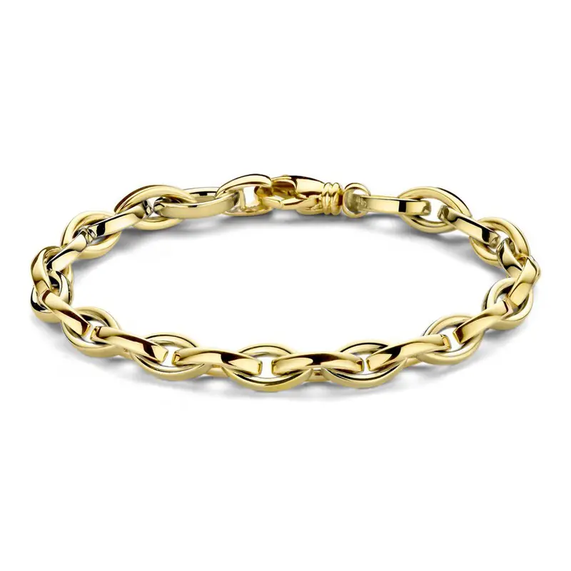 Geelgouden Schakelarmband met Luxe Sluiting – 14 Karaat Goud, 20 cm, Elegante Armband voor Dames