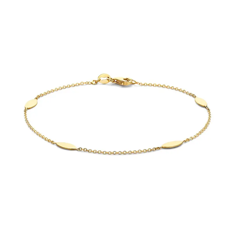 Geelgouden Schakelarmband met Ovalen Elementen – 14 Karaat Goud