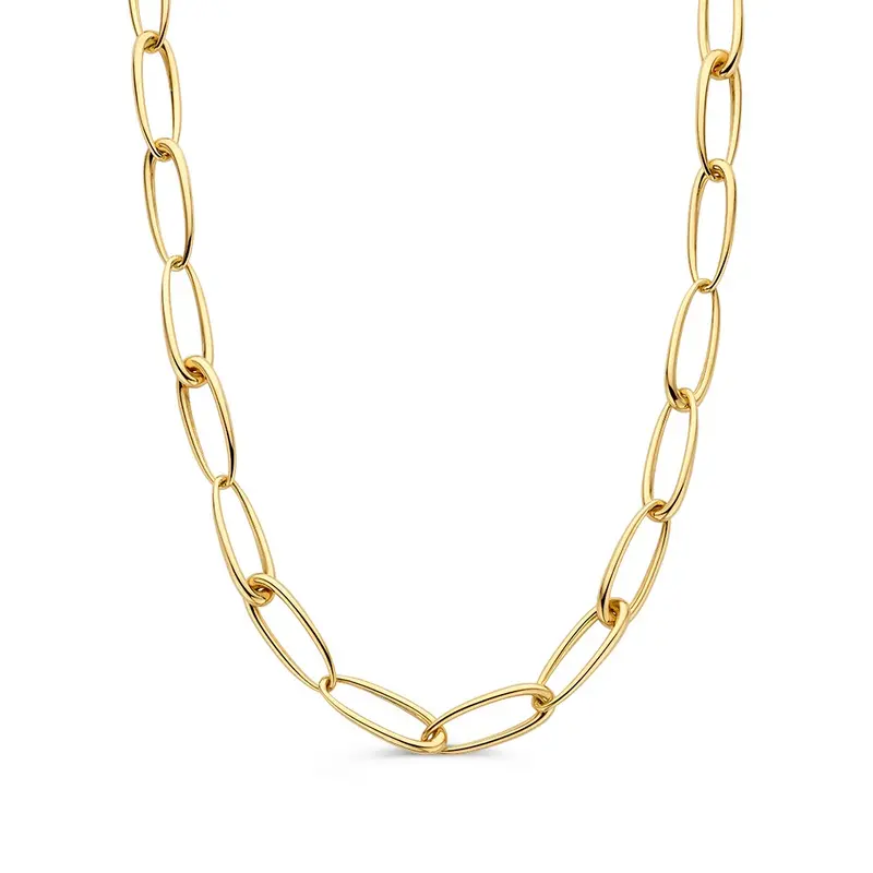 Geelgouden Schakelcollier met Asymmetrische Schakels – 14 Karaat Goud