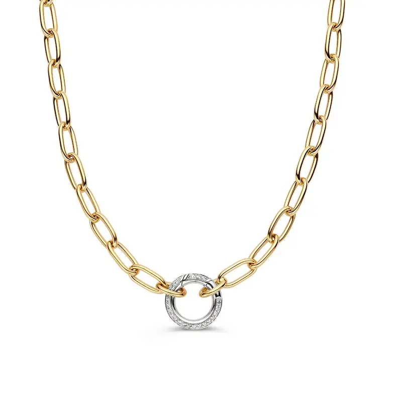 Geelgouden Schakelcollier met Diamanten Veerslot 0.42 crt H/SI-1