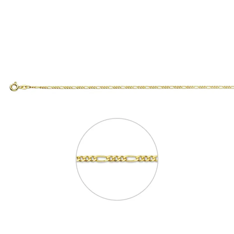 Geelgoudkleurige figaro schakelketting – 9k