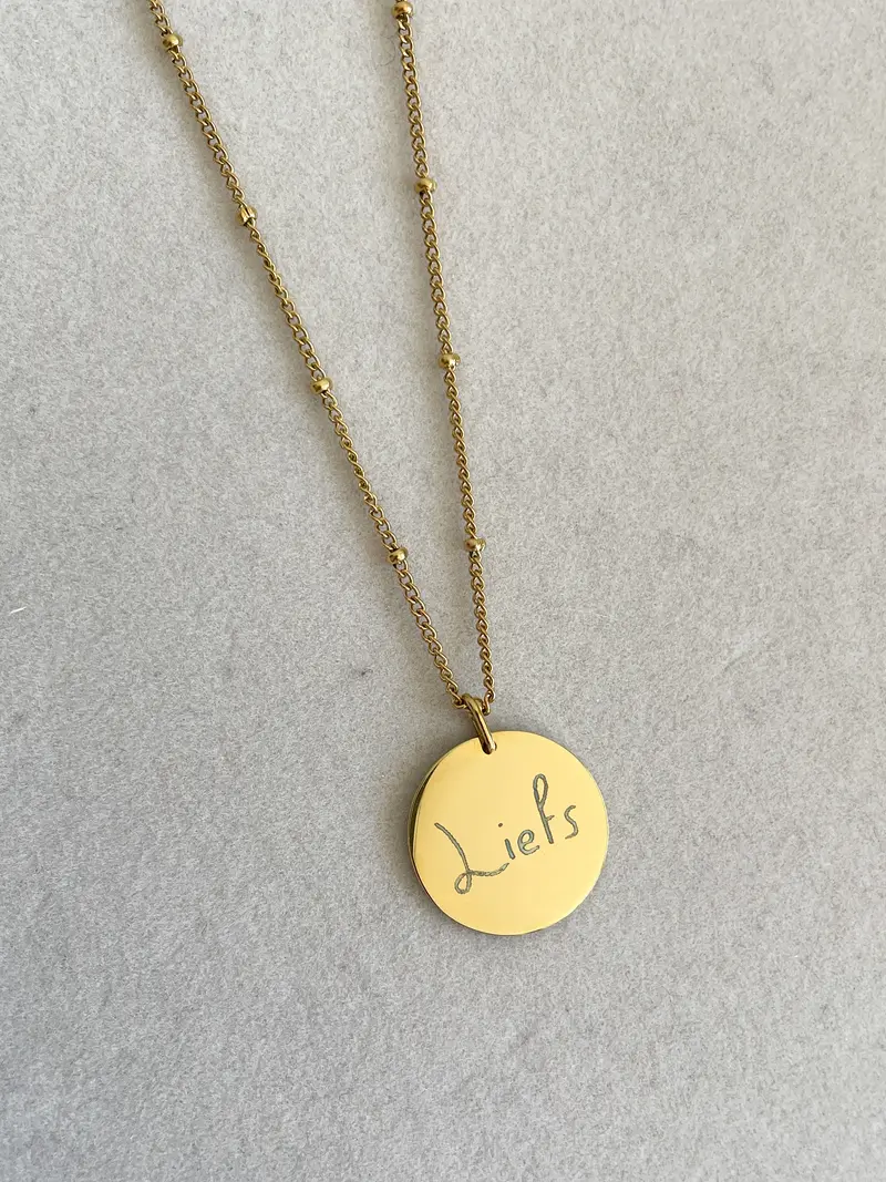 Gegraveerde ketting met handschrift zilver