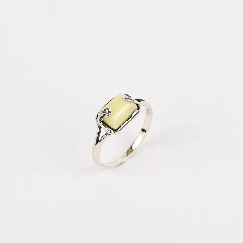 Gele Amber Ring 925 Zilver