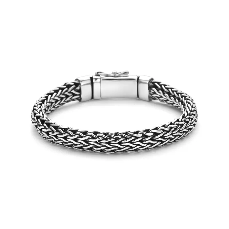 Geoxideerde 925 Zilveren Vossestaart Armband 9 mm