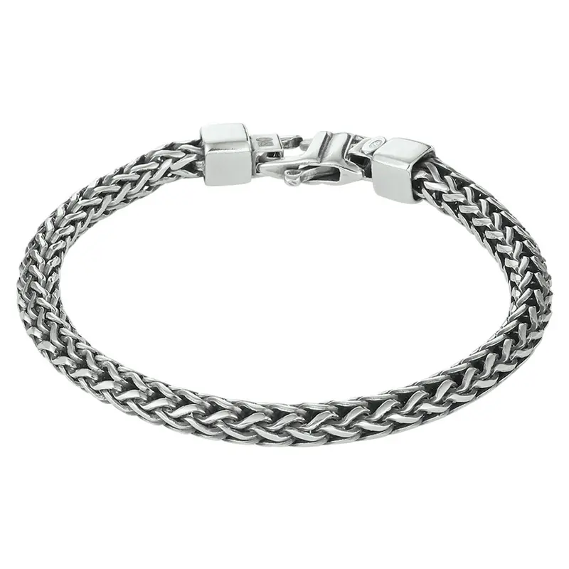 Geoxideerde zilveren heren armband vossestaart 5 mm