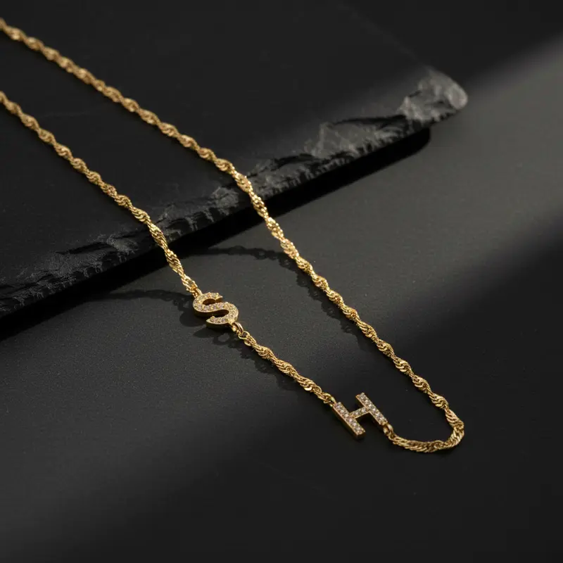 Gepersonaliseerde Dubbele Letter Ketting – 925 Zilver