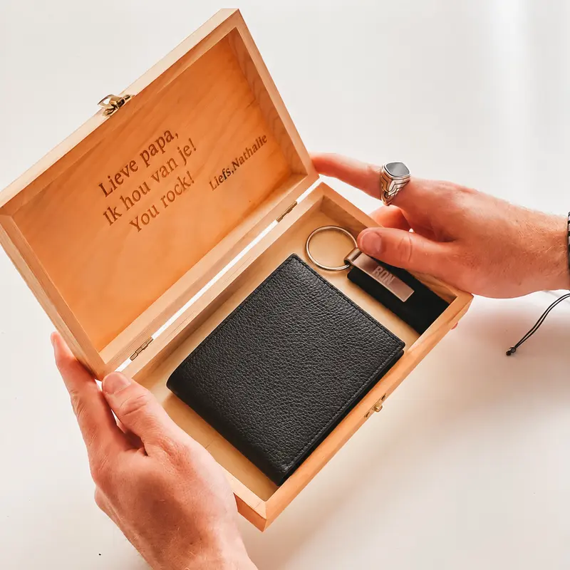 Gepersonaliseerde Geschenkset - Portemonnee - Sleutelhanger - Gift Set