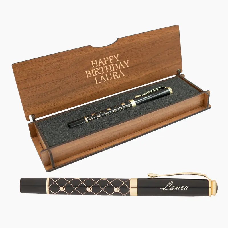 Gepersonaliseerde Penset - Schrijfset met Gegraveerde Houten Doosje BLP2116