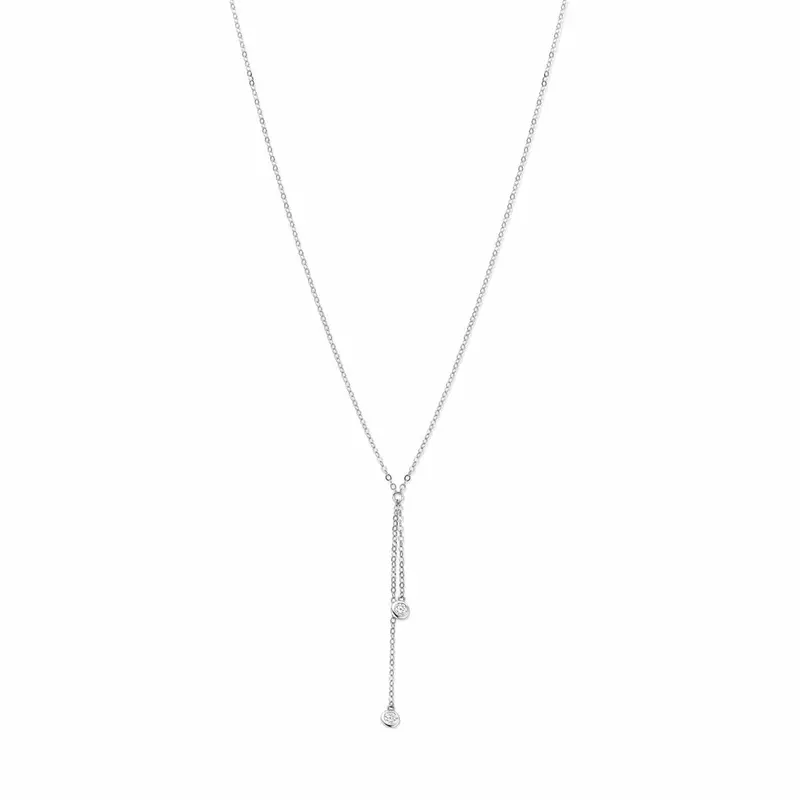 Gerhodineerd 925 Y-collier met zirkonia
