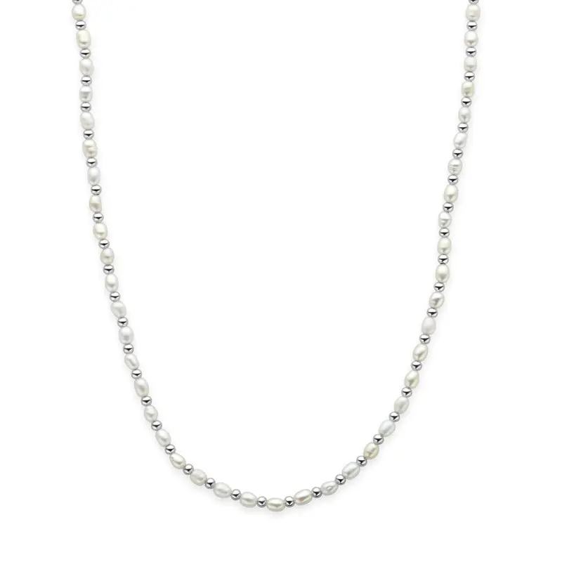 Gerhodineerd 925 zilveren collier met parels