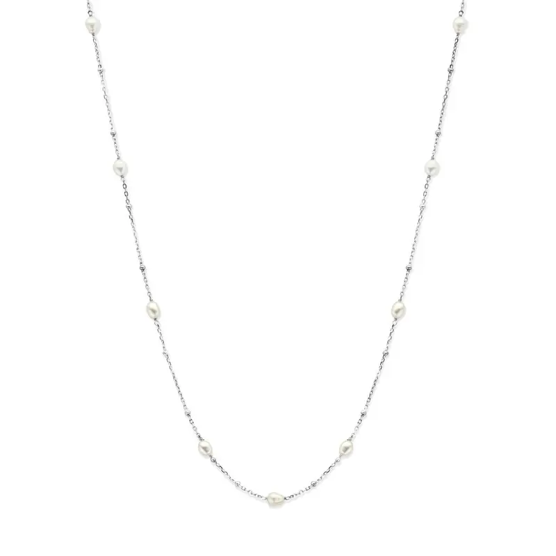 Gerhodineerd 925 zilveren collier met parels