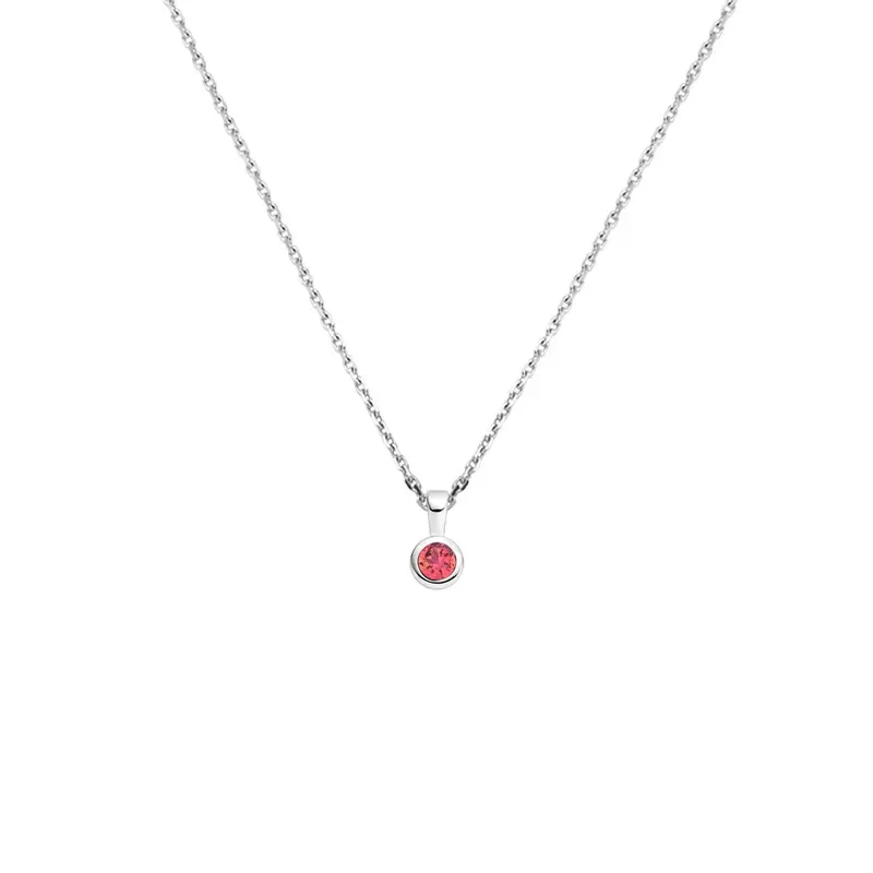 Gerhodineerd 925 zilveren collier met roze toermalijn geboortesteen
