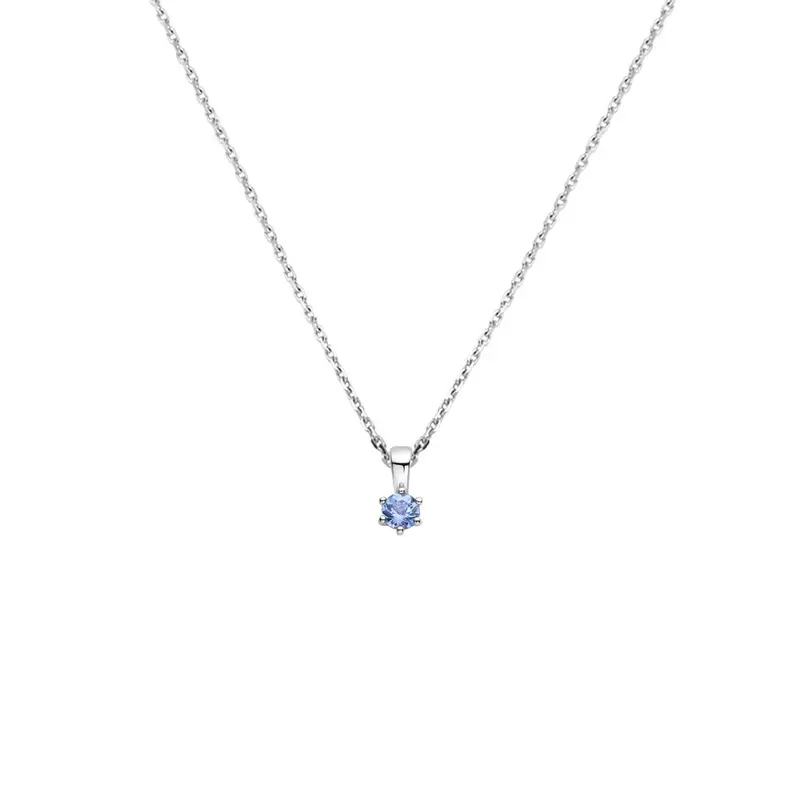 Gerhodineerd 925 zilveren collier met tanzaniet geboortesteen