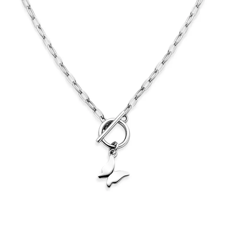 Gerhodineerd 925 zilveren collier met vlinder