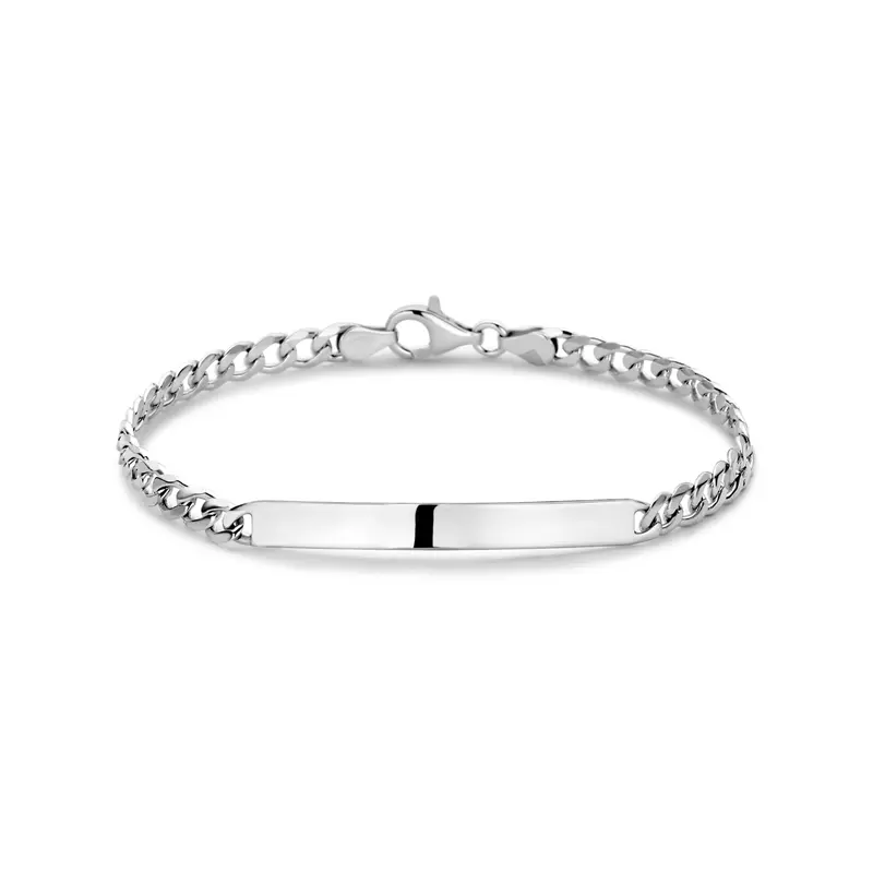 Gerhodineerd 925 zilveren heren graveerarmband
