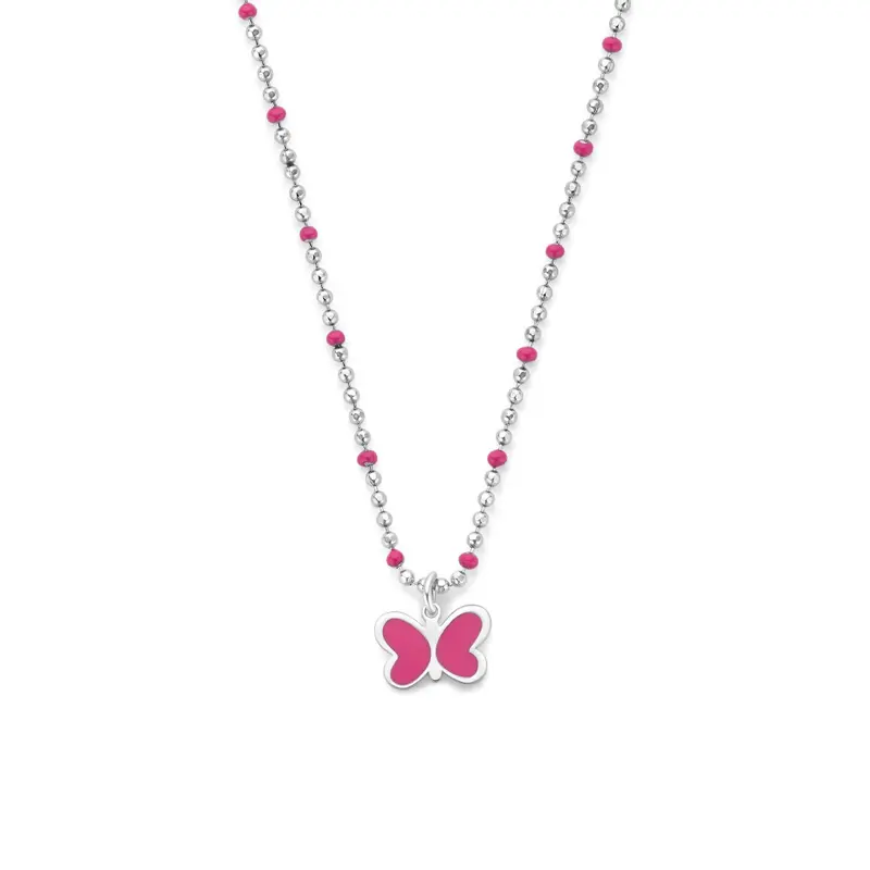 Gerhodineerd 925 zilveren kinder collier met vlinder