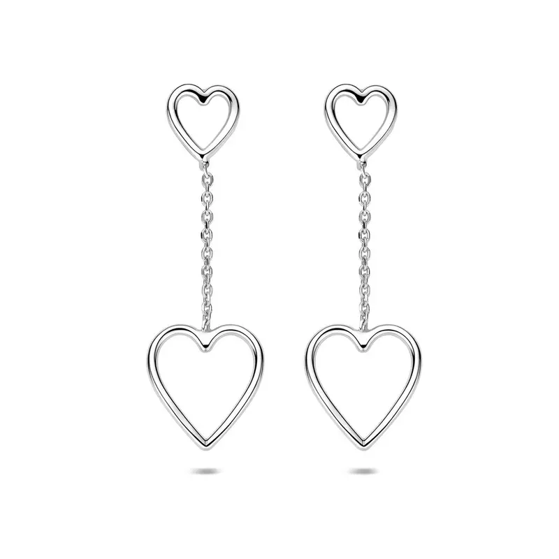 Gerhodineerd 925 zilveren oorhangers met hartjes