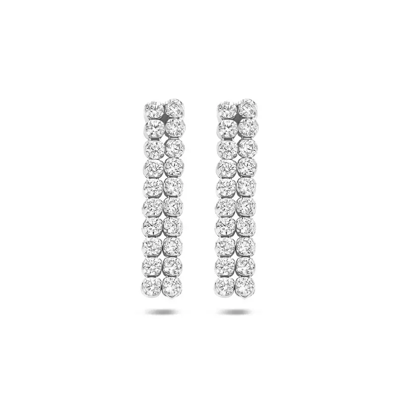 Gerhodineerd 925 zilveren oorhangers met zirkonia 24 x 5 mm