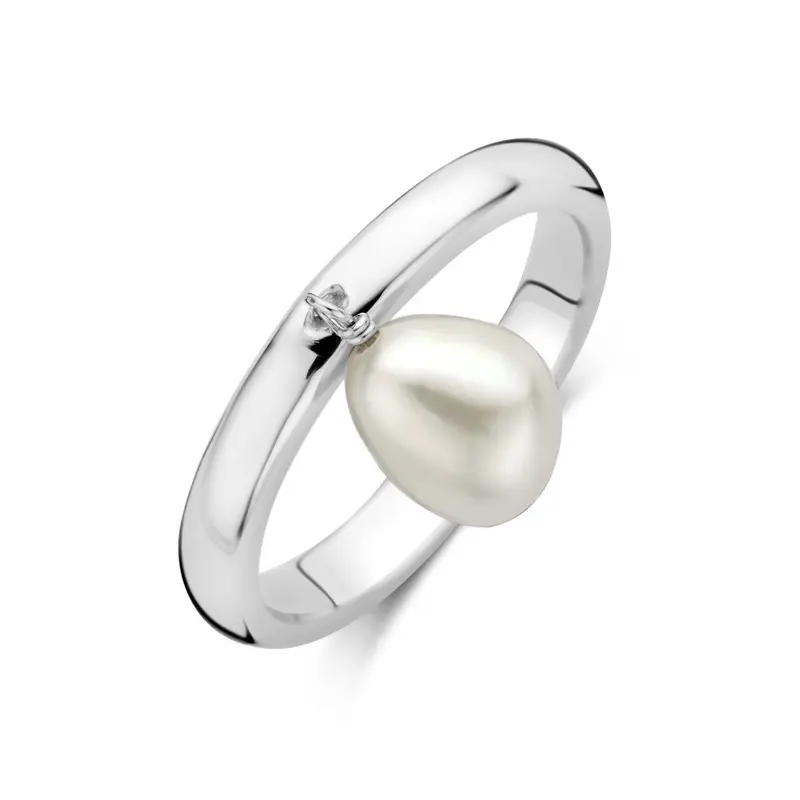 Gerhodineerd 925 zilveren ring met parel