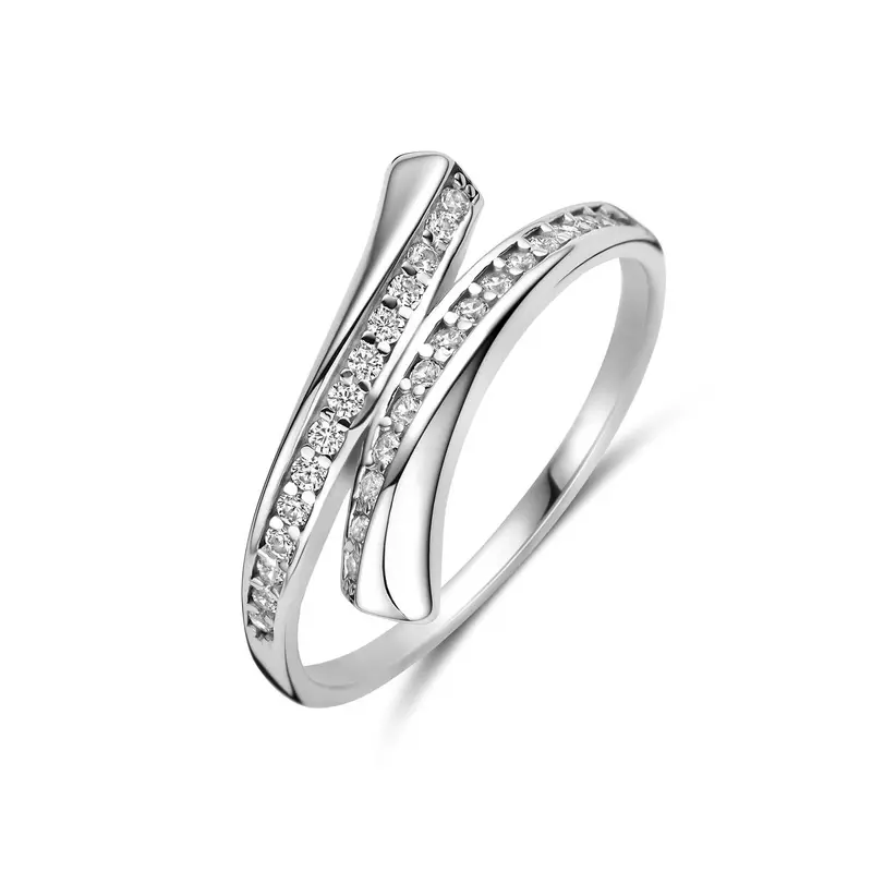 Gerhodineerd 925 zilveren ring met zirkonia