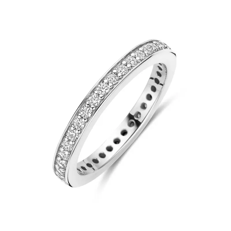 Gerhodineerd 925 zilveren ring met zirkonia 2.5 mm