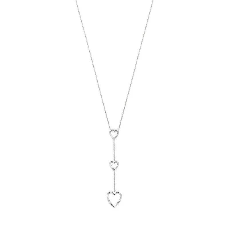 Gerhodineerd 925 zilveren Y-collier met hartjes