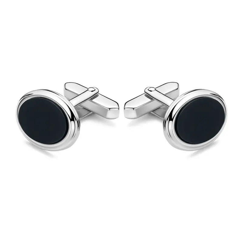 Gerhodineerd 925k zilveren manchetknoppen met onyx