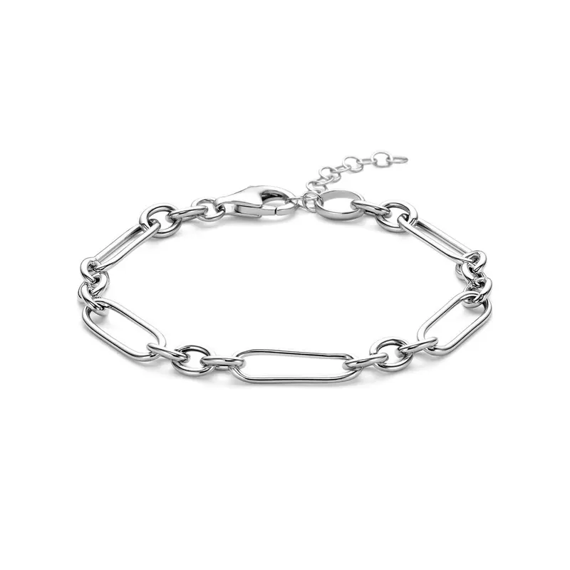 Gerhodineerd zilveren anker schakelarmband dames