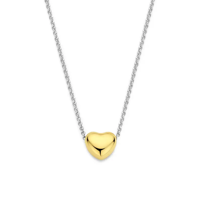 Gerhodineerd zilveren collier met verguld hartje