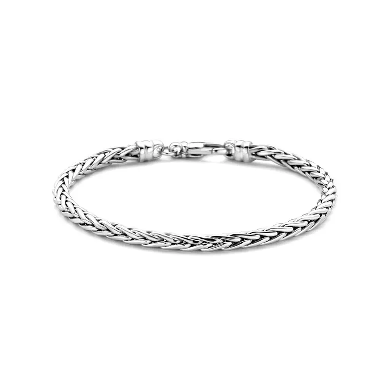 Gerhodineerd zilveren dames armband – vossestaart schakel 4 mm