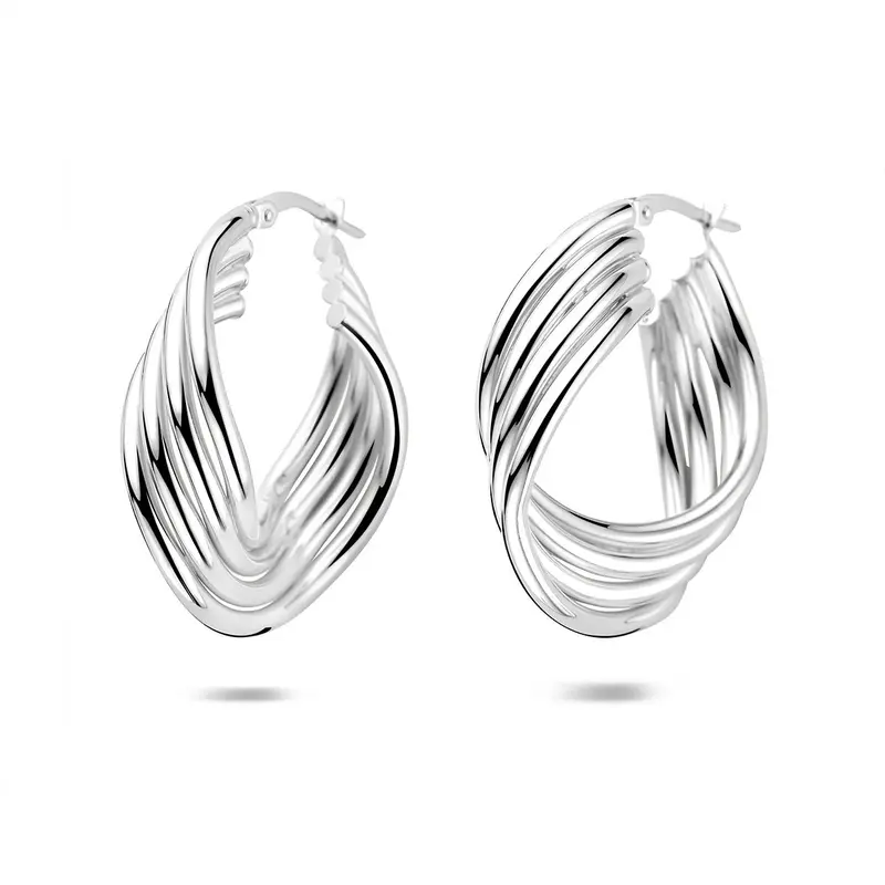 Gerhodineerd zilveren dames oorringen – 31,5 mm
