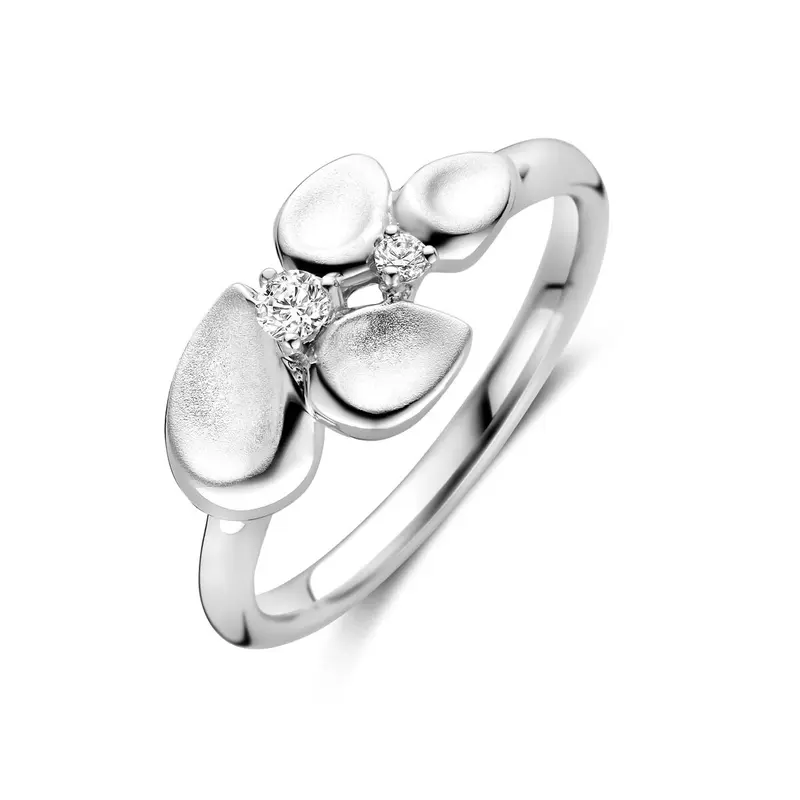 Gerhodineerd zilveren dames ring met zirkonia – 8,5 mm breed