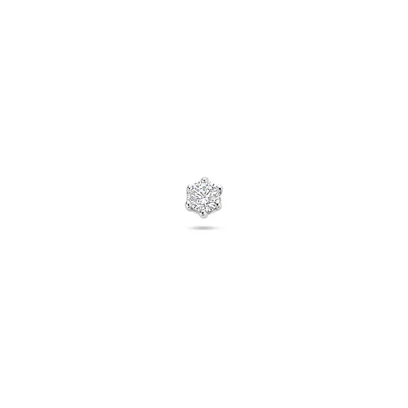 Gerhodineerd zilveren flat back piercing met zirkonia 3,5 mm