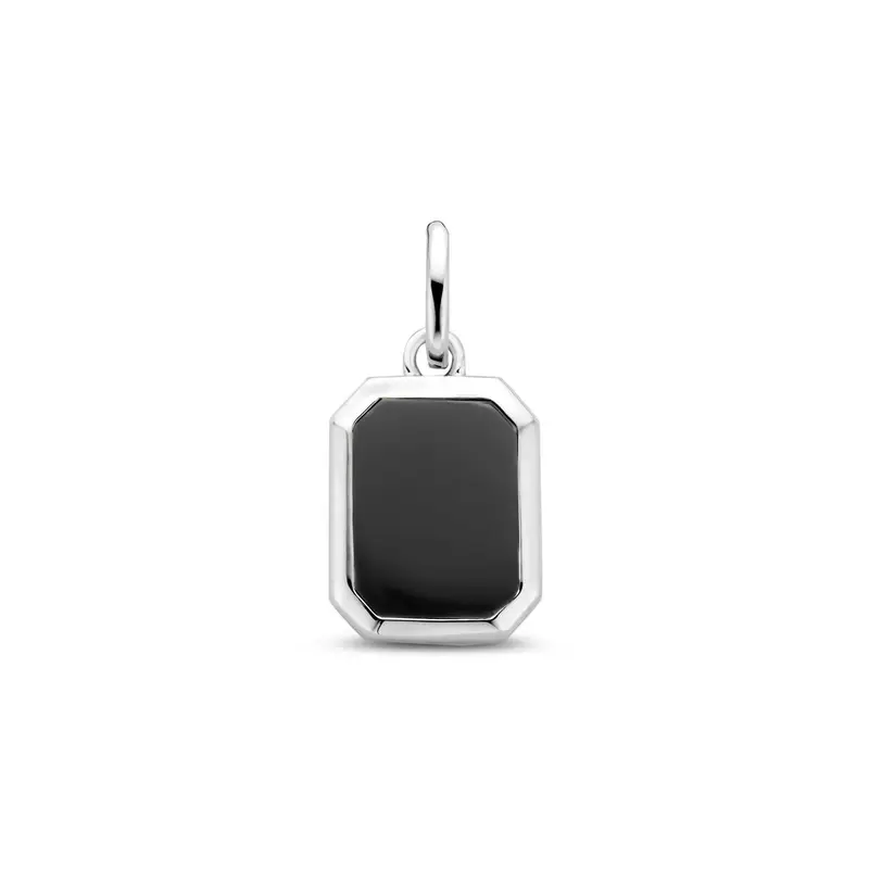 Gerhodineerd zilveren hanger met onyx – 20 mm