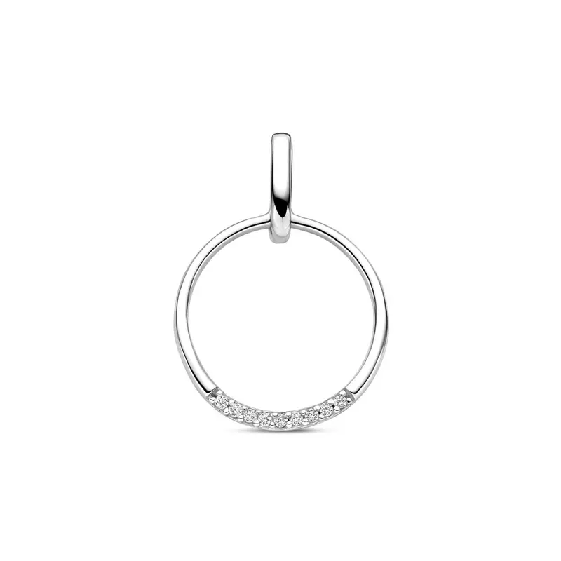 Gerhodineerd zilveren hanger met zirkonia 22 mm