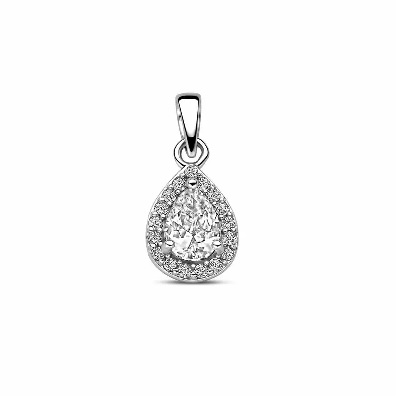 Gerhodineerd zilveren hanger met zirkonia in entourage zetting