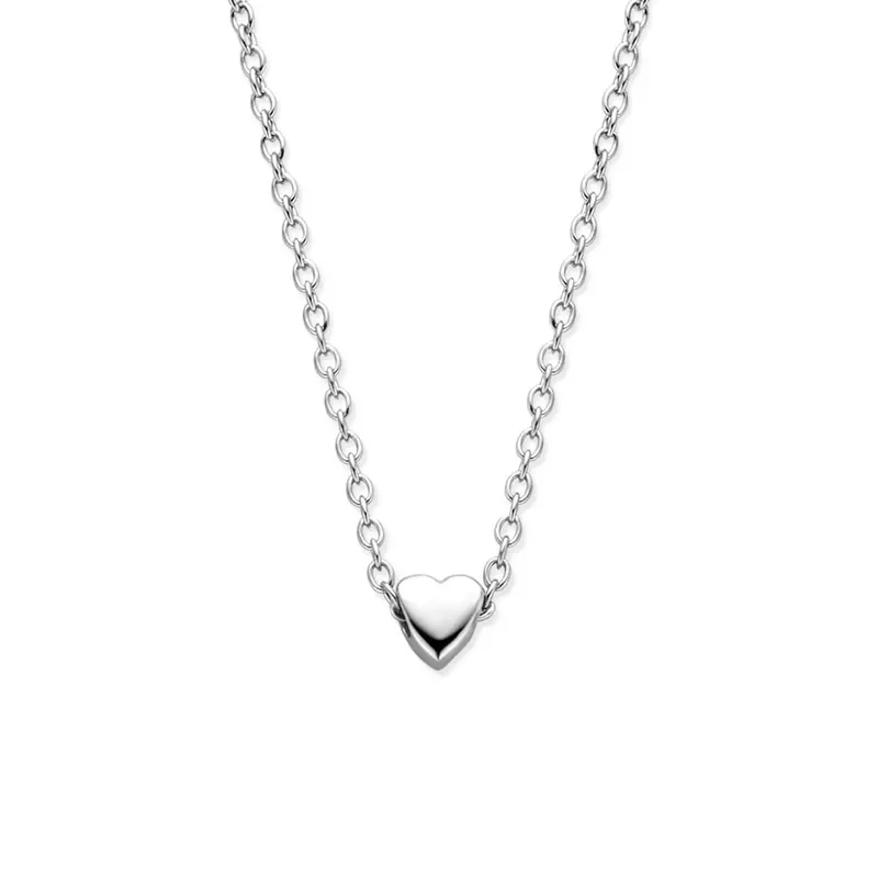 Gerhodineerd zilveren ketting met hartje