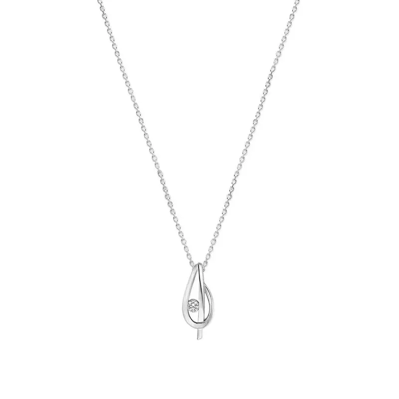 Gerhodineerd Zilveren Ketting met Zirkonia 20,5 x 8 mm – 1340071