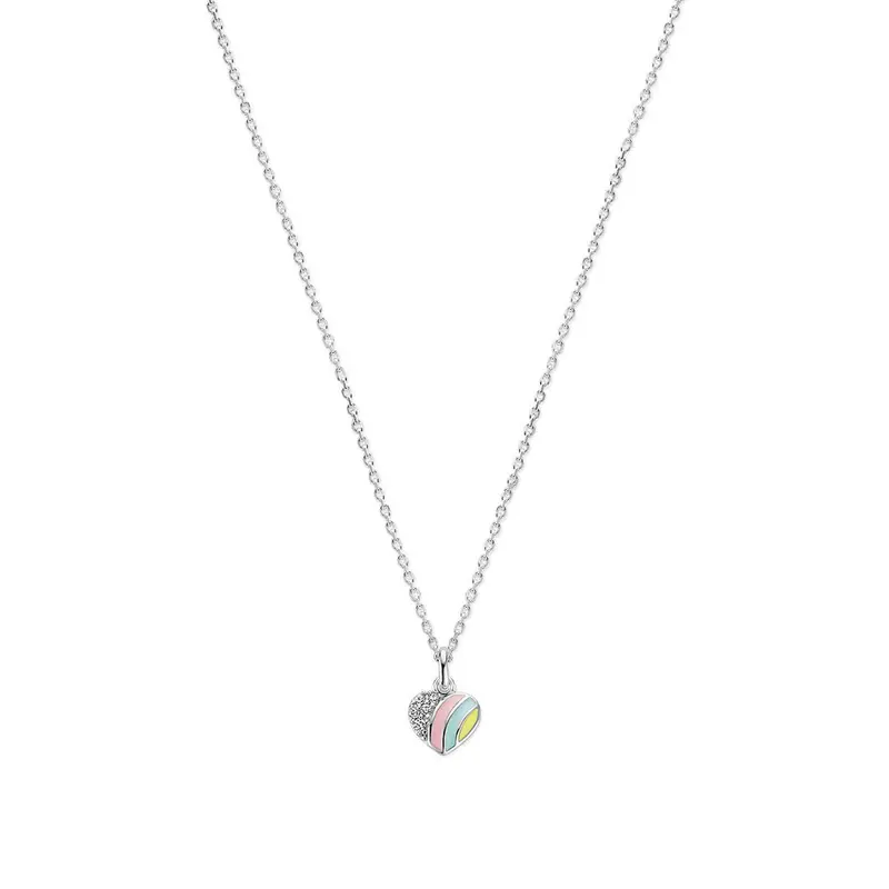 Gerhodineerd Zilveren Ketting met Zirkonia en Emaille voor Kinderen 7,5 x 8 mm – 1340072