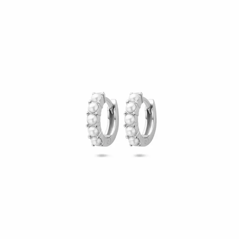 Gerhodineerd zilveren klapoorringen met parels – 10,5 mm