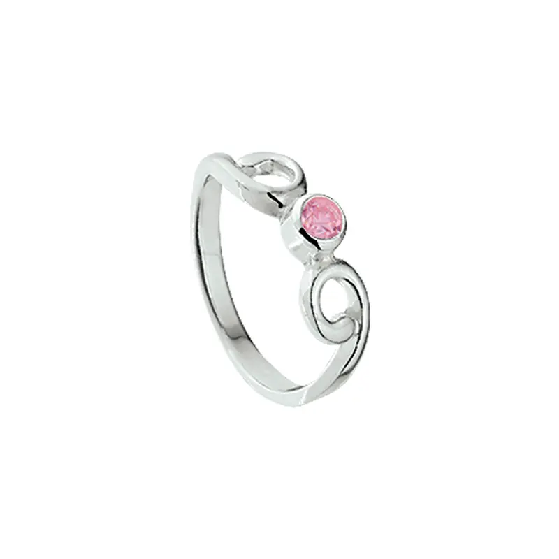 Gerhodineerd Zilveren Ring met roze Zirkonia voor Kinderen 4,5 mm – 1327475