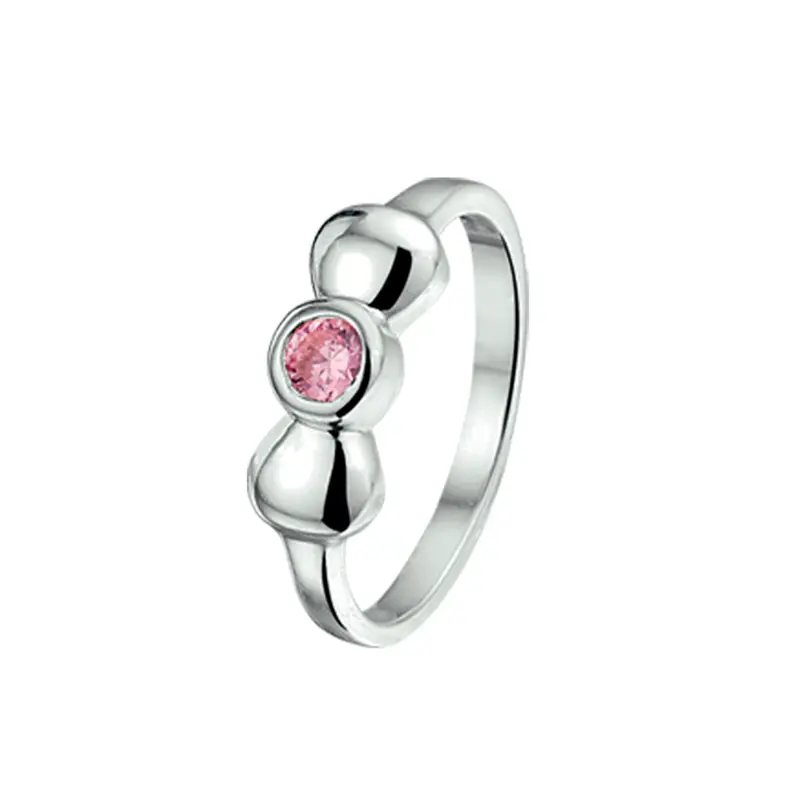 Gerhodineerd Zilveren Ring met roze Zirkonia voor Kinderen 5 mm – 1327497