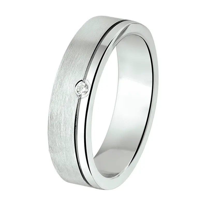 Gerhodineerd Zilveren Ring met Zirkonia 5 mm – 1315438