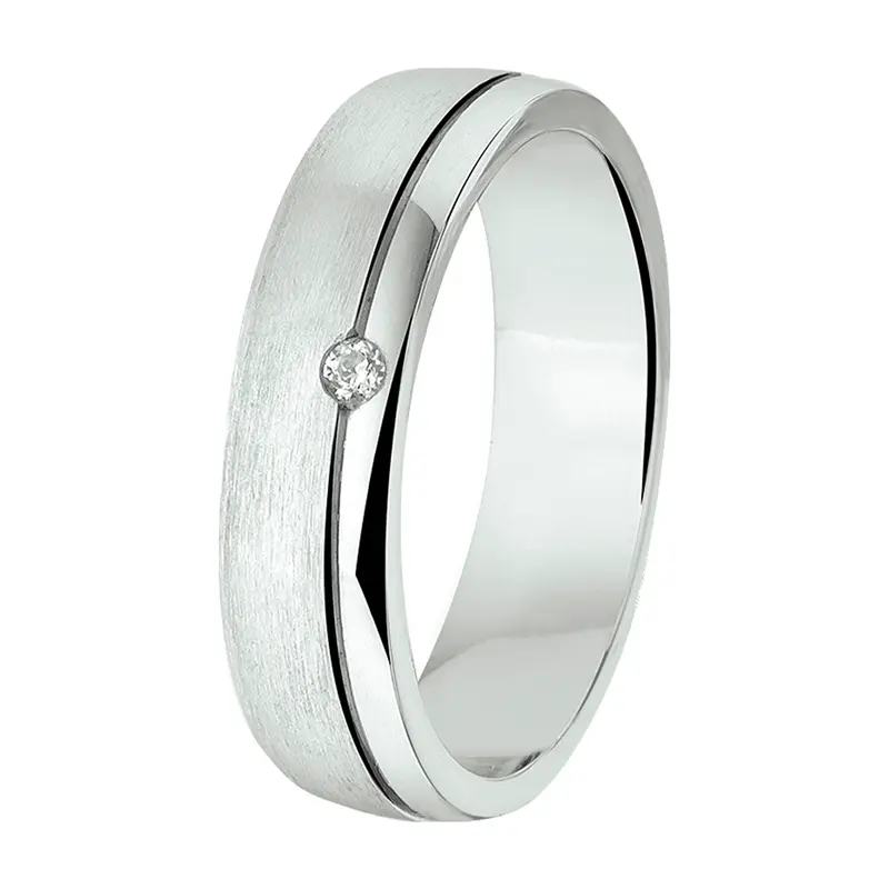 Gerhodineerd Zilveren Ring met Zirkonia 5 mm – 1315480