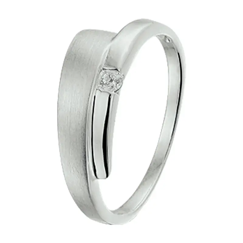 Gerhodineerd Zilveren Ring met Zirkonia 6,5 mm – 1320384