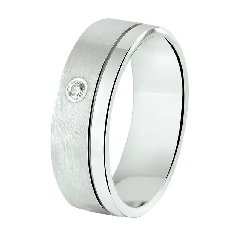Gerhodineerd Zilveren Ring met Zirkonia 6 mm – 1315445