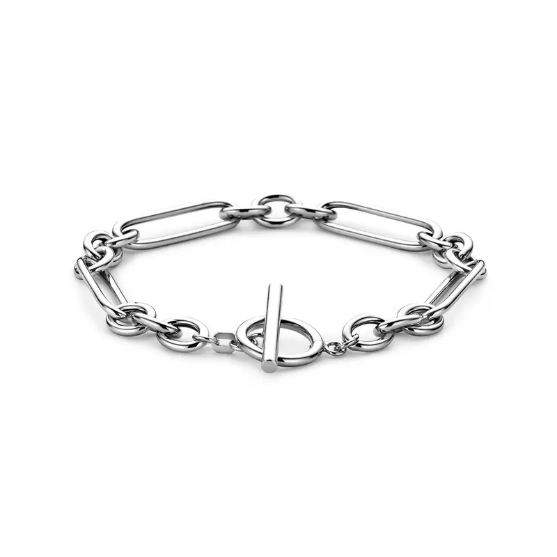 Gerhodineerd Zilveren Schakel Armband Anker